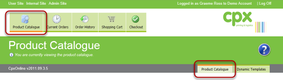 Open the Product Catalogue