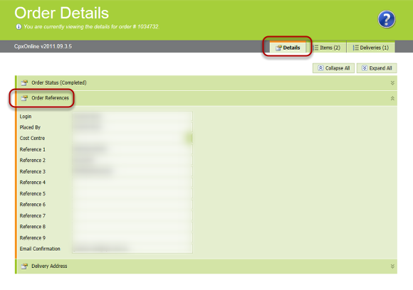 Order Details - References